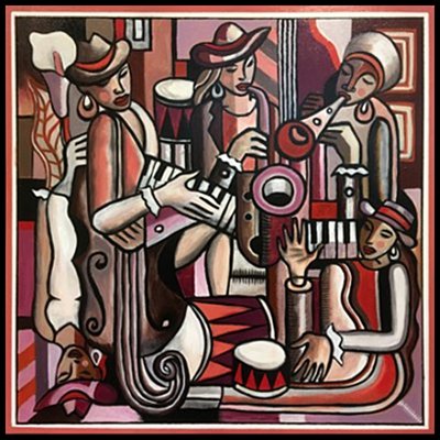 "Quintet #4"  40" X 40"  acrylic on canvas